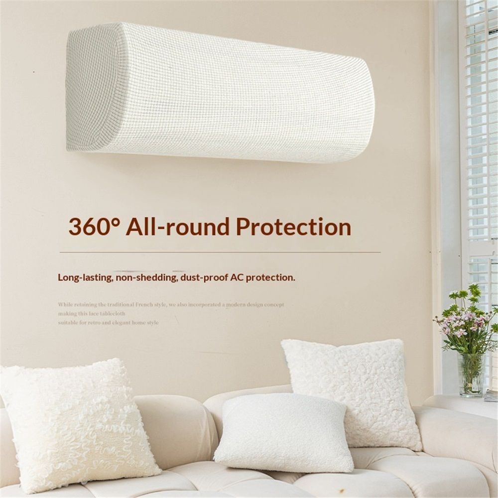 Air Conditioner Cover 75-96cm Elastic Cloth Dustproof for Wall-Mounted Units Split Indoor AC Covers, beige