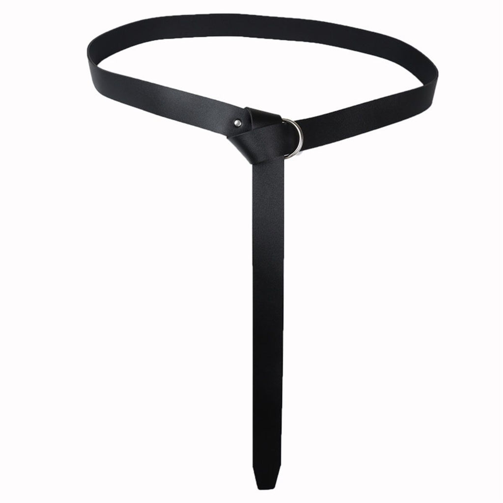 Medieval minimalist Leather Belt - Leather Belt with O Ring Reenactment for Men Women, Halloween Cosplay Black