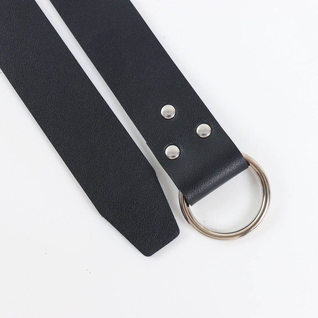 Medieval minimalist Leather Belt - Leather Belt with O Ring Reenactment for Men Women, Halloween Cosplay Black