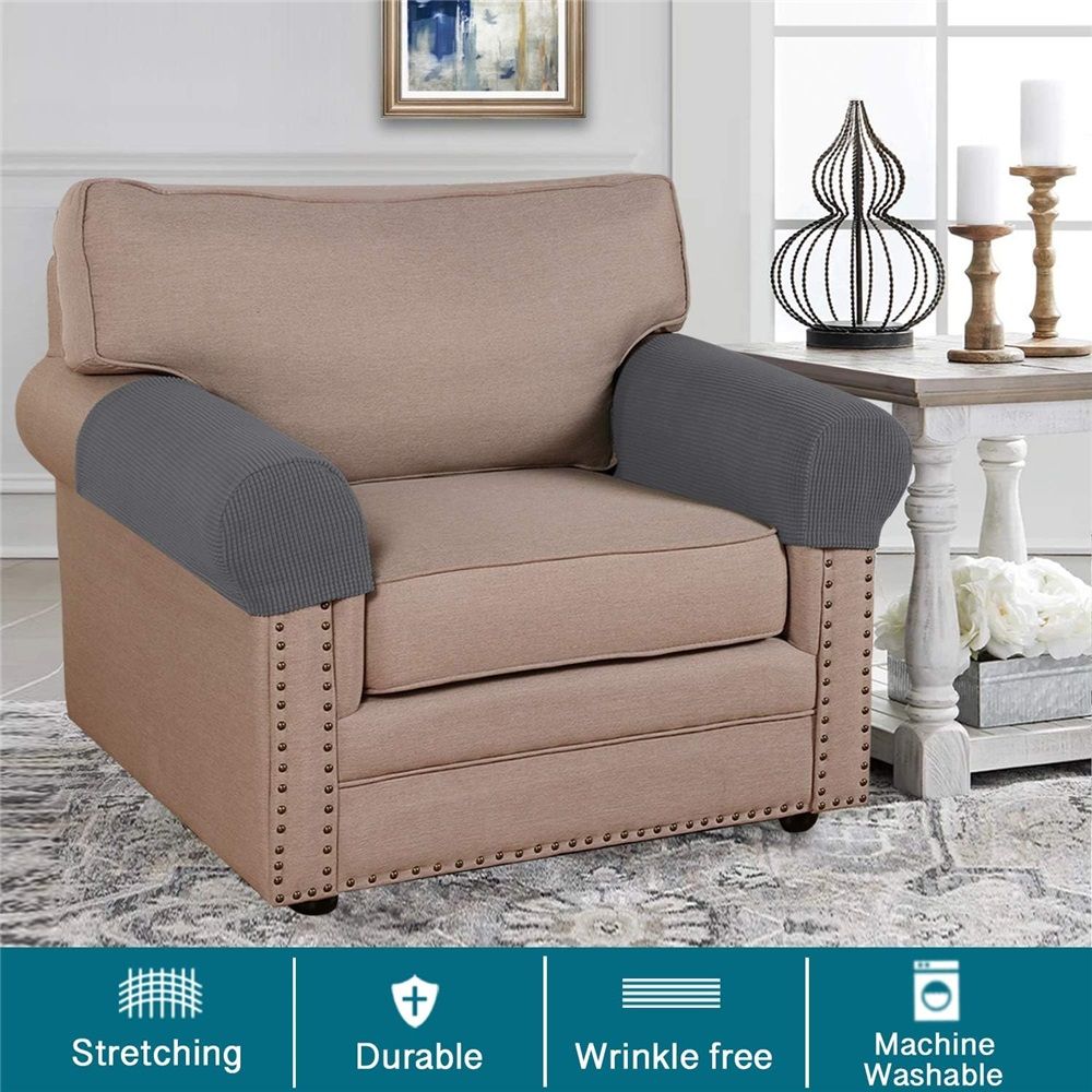 Soft Stretch Armrest Cover, Armrest Covers for Chairs/Sofas, Couch Arm Covers, Furniture Protector Armchair Slipcover for Recliner, Set of 2(NOT Suitable for Leather Sofas)