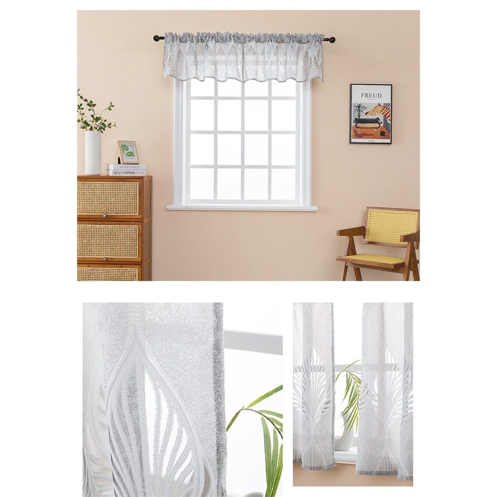 2 pack Half Window Sheer Curtain Valance - Rod Pocket Drape Extra Wide for Small Window Kitchen Cafe Panel 130*41cm