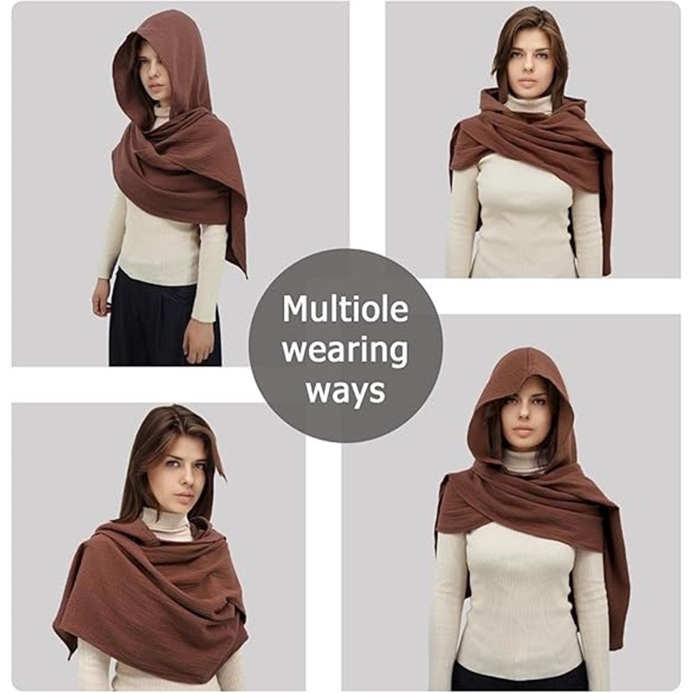 Women Men Fashion Shawl Scarf Cape | Multifunctional Hooded Cowl | Medieval Linen Cotton Cowl Hood |Vintage Goth Costume