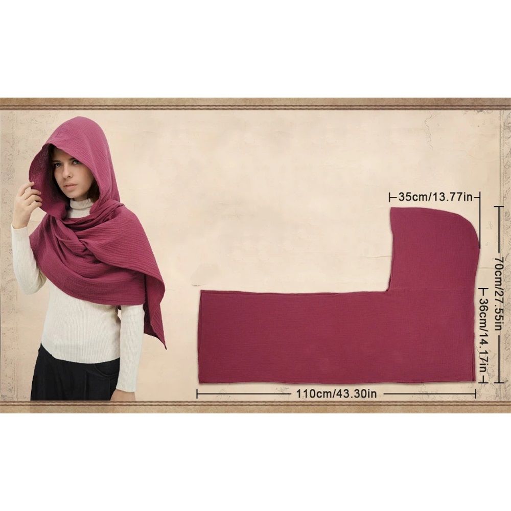 Women Men Fashion Shawl Scarf Cape | Multifunctional Hooded Cowl | Medieval Linen Cotton Cowl Hood |Vintage Goth Costume