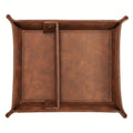 Valet Tray Desktop Storage Organizer, Removable 2 Compartments Catchall Tray Bedside Vanity Nightstand Caddy Holder Desk Storage Plate, Brown