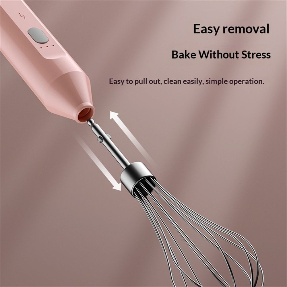 Electric Egg Beater, Cordless Hand Mixer 3 Speeds for Home Baking  For Eggs Milkshakes Cream Butter (pink)