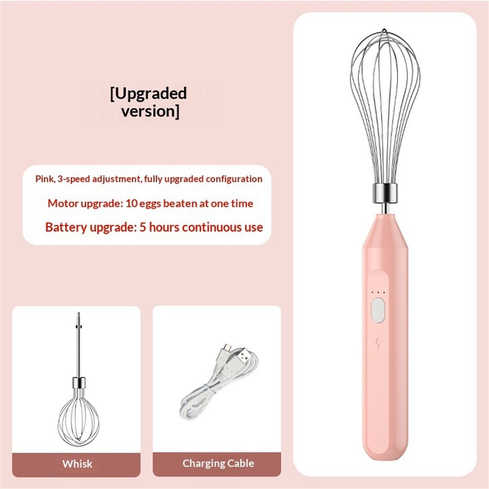 Electric Egg Beater, Cordless Hand Mixer 3 Speeds for Home Baking  For Eggs Milkshakes Cream Butter (pink)