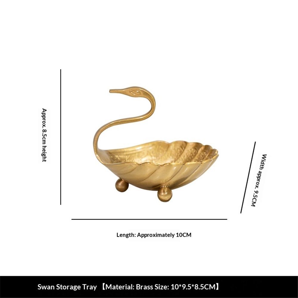 Swan Brass Jewelry Dish Tray,Gold Decorative Ring and Trinket Holder-Decorative Trinket Dish for Rings Earrings Necklaces Bracelet Watch Keys, Birthday Mother's Day Gift（only Fruit Plate）