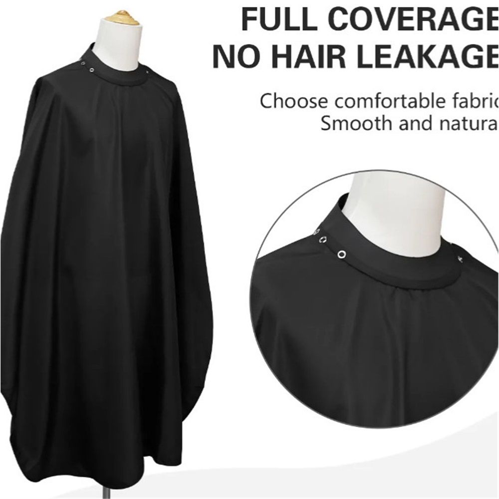 Cape with Soft silicone Neck Collar | Professional Hair Cutting Cape for Stylists & Adults | Hair & Water Repellent| Adjustable Snap Closure, 62" x 55", Black
