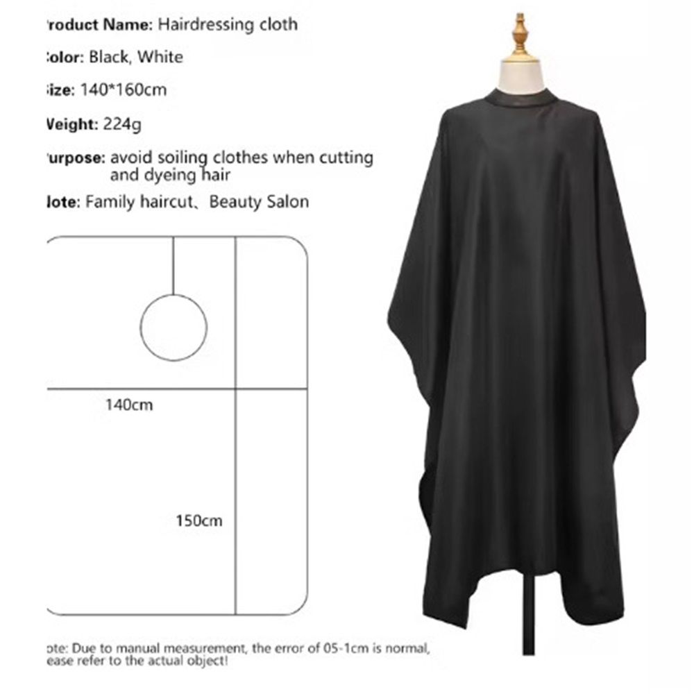 Cape with Soft silicone Neck Collar | Professional Hair Cutting Cape for Stylists & Adults | Hair & Water Repellent| Adjustable Snap Closure, 62" x 55", Black
