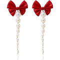 2 pairs Long Earrings for Women Boho Tassel Earrings for Women Bridal Wedding Party Valentine Day Gifts（red）