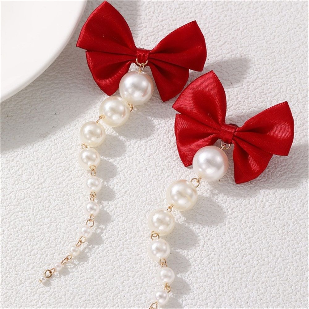2 pairs Long Earrings for Women Boho Tassel Earrings for Women Bridal Wedding Party Valentine Day Gifts（red）