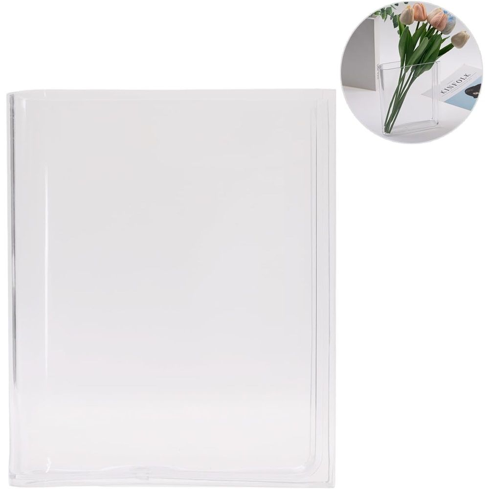 Clear Acrylic Book Vase for Flowers, Transparent Flower Vase for Home Decor, Simplicity Bookshelf Decor, Unique Stuff for Book Lovers (Clear)