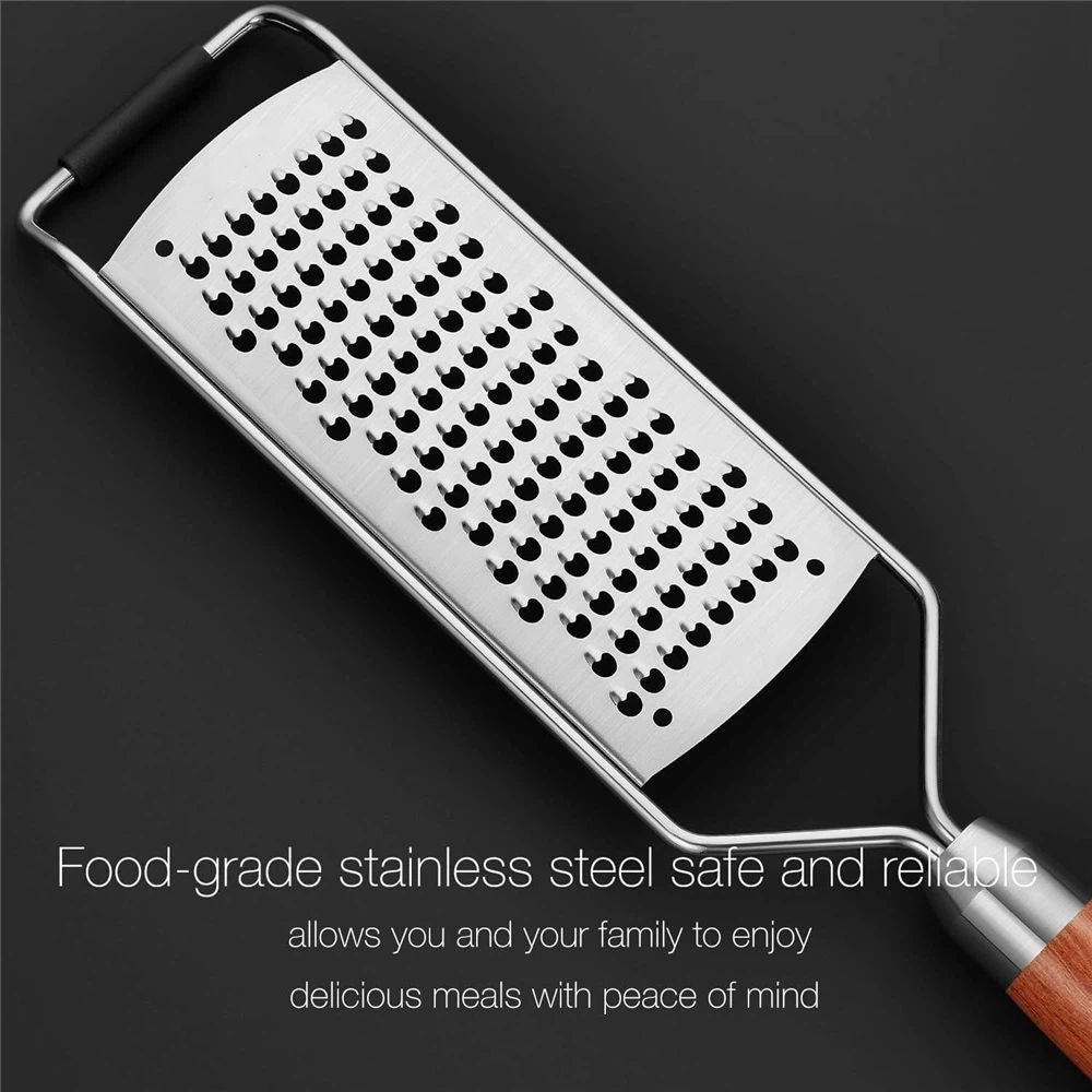 Professional-Grade Lemon zester with Fine Blades, Lightweight Cheese/Vegetable Grater, Solid Wood Handle Design - Rust-Resistant, Durable, Essential Kitchen Tool