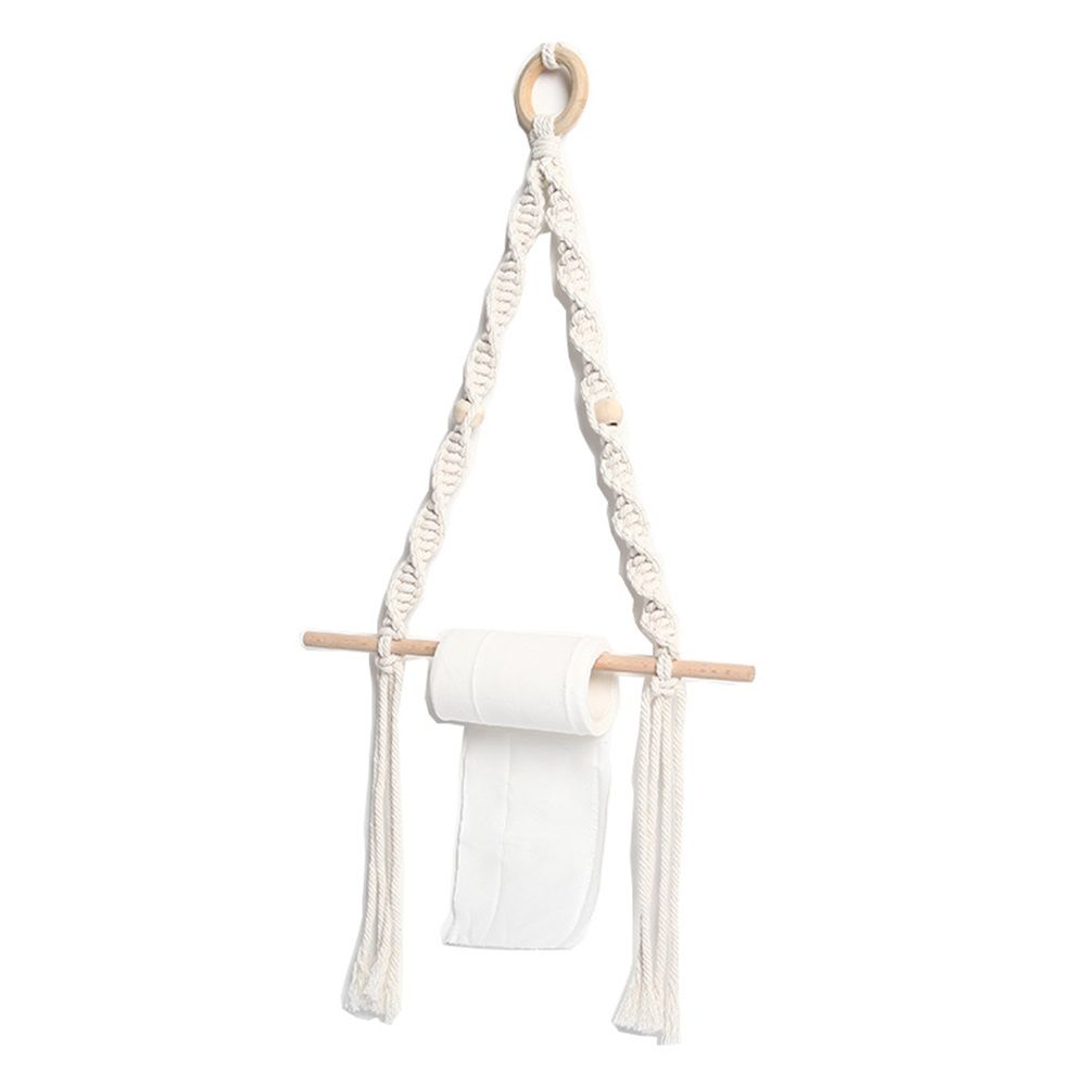 2 pack Paper Towel Holder - Paper Towel Hanging for Kitchen Bathroom, Kitchen, Washroom, Hand -Woven Home Decor Wall Hanging Shelf