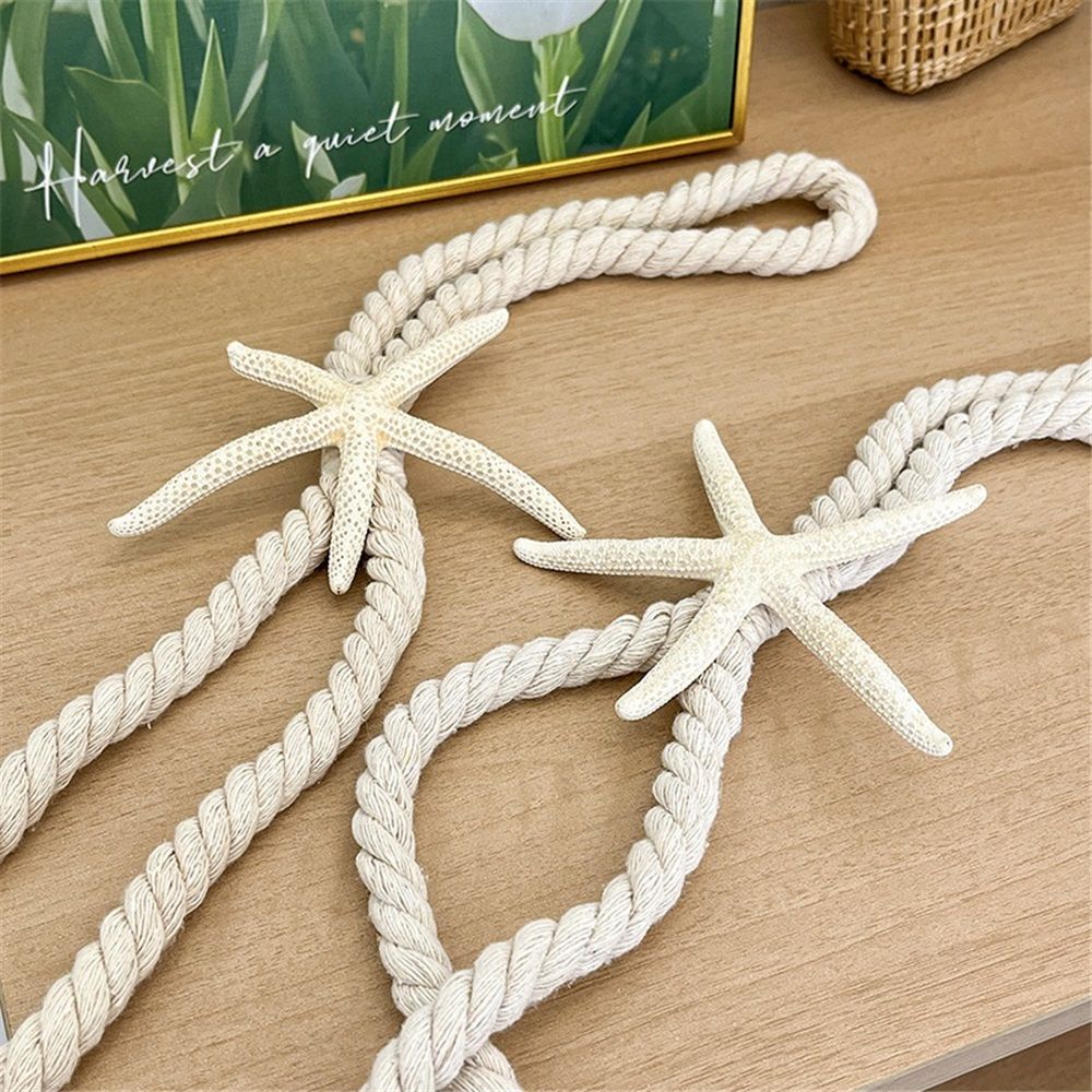 2 Pieces Natural Starfish Curtain Tiebacks Rope Drape Cotton Tie Band Drapery Holdbacks Room Décor for Indoor/Outdoor