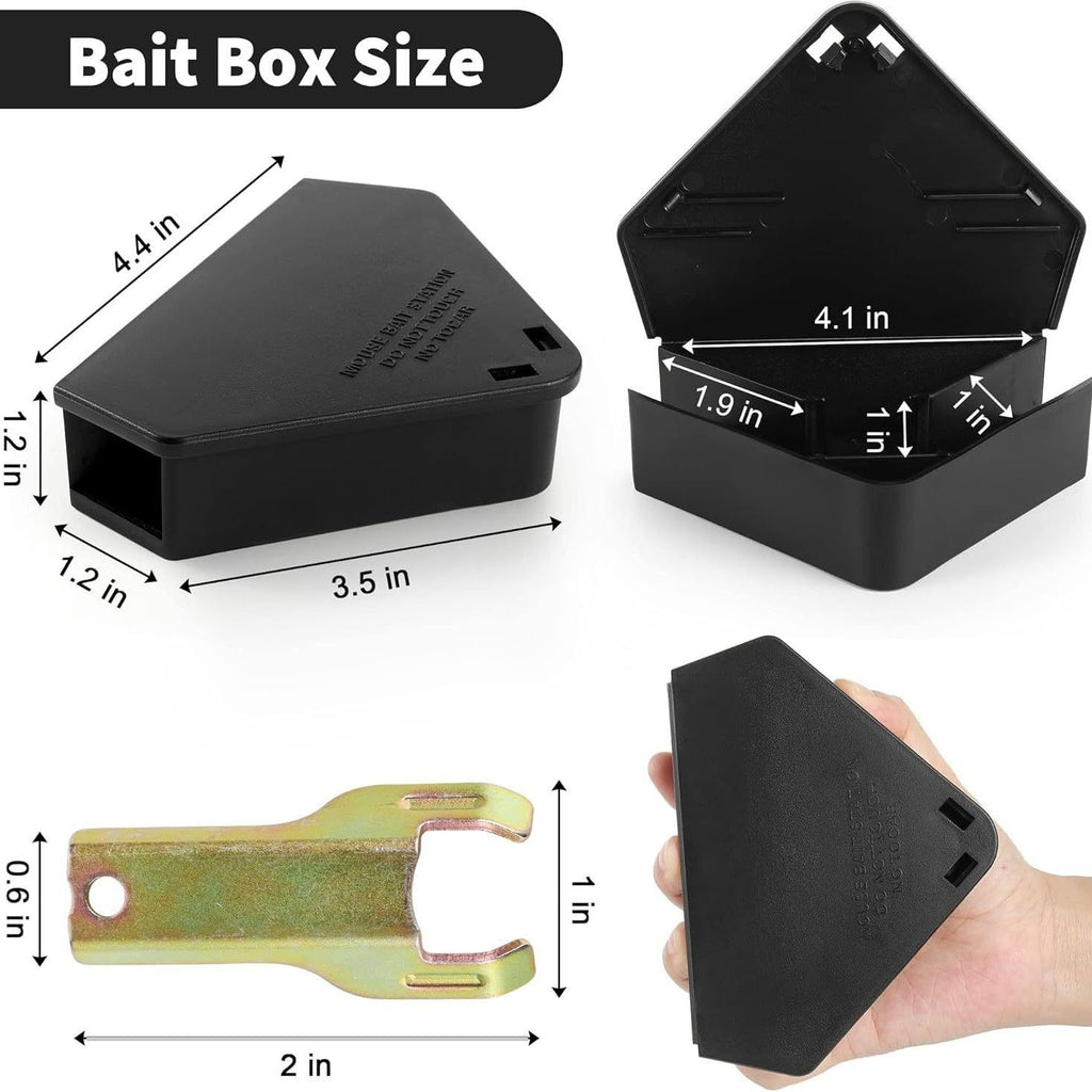 Mouse Station with Keys Black 5 Pack, Key Required Mouse Stations, Mice Stations, Keeps Children and Pets Safe Indoor & Outdoor