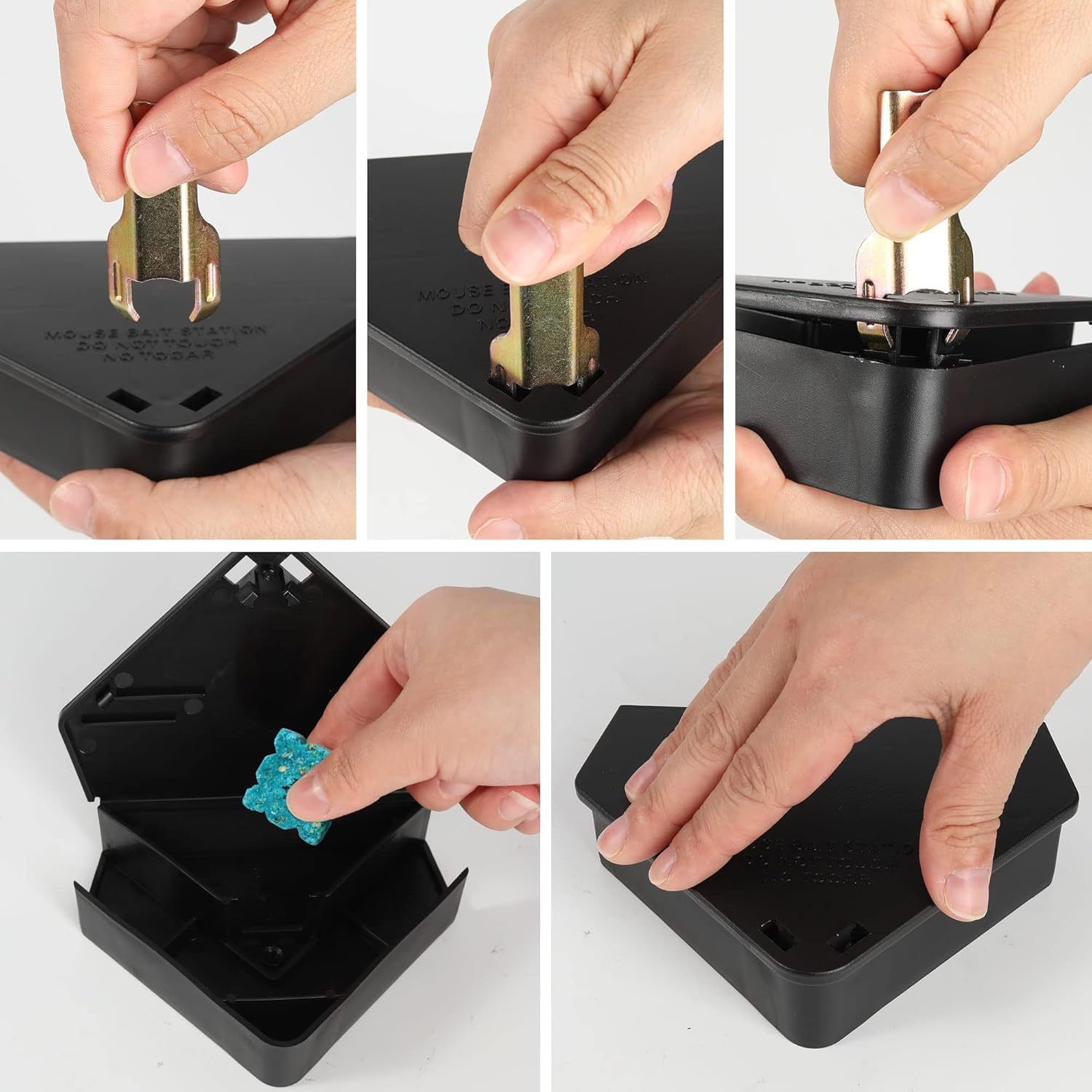 Mouse Station with Keys Black 5 Pack, Key Required Mouse Stations, Mice Stations, Keeps Children and Pets Safe Indoor & Outdoor