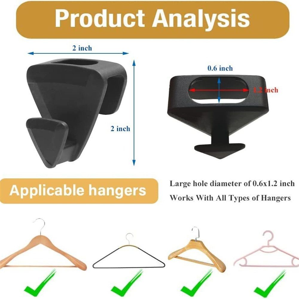 18 Pack, Ultra- Premium Hanger Hooks Closet Space Value Pack,Hook Connection Hook Space Saving Connectors Black
