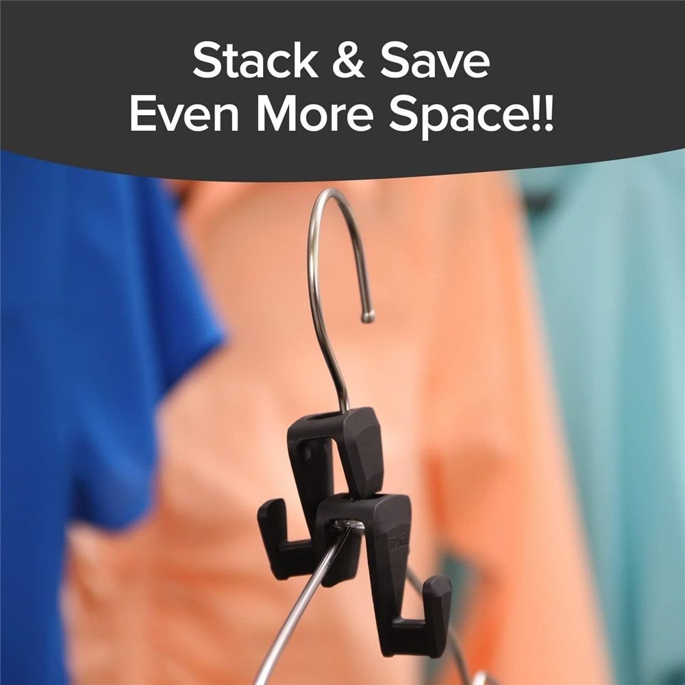 18 Pack, Ultra- Premium Hanger Hooks Closet Space Value Pack,Hook Connection Hook Space Saving Connectors Black