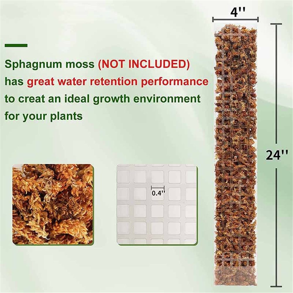 4 Pcs 24 Inch Plastic Moss Poles for – D-Shaped Plant Support for Climbing Vines, Compatible with Sphagnum Moss