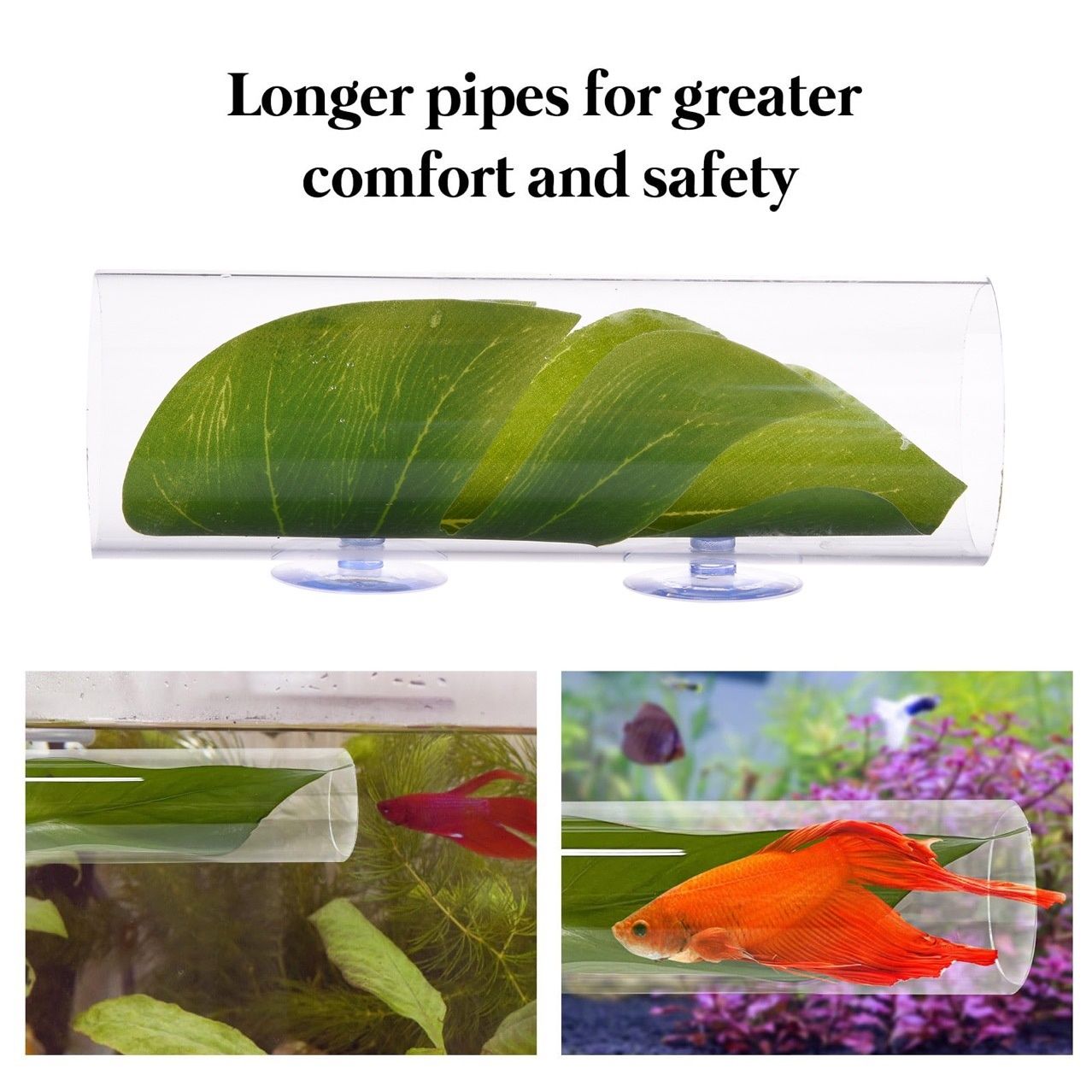 2 Pack Betta Fish Acrylic Tube Tunnel,Betta Fish Leaf Pad Simulating The Natural Habitat for Betta Spawning Grounds Breeding Resting Bed，Fish Shelter Hideaway