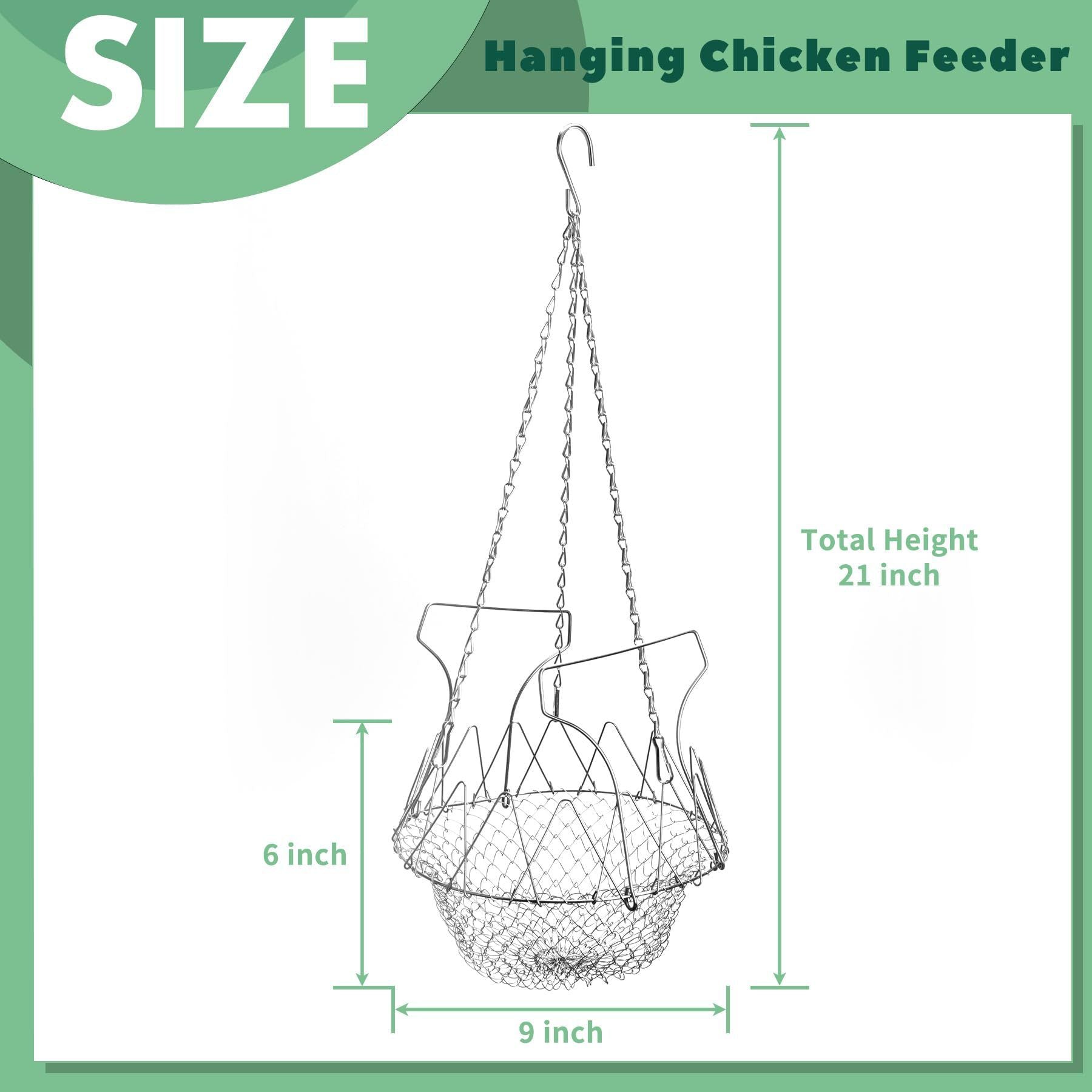 Hanging Chicken Treat Feeder, Fordable Chicken Vegetable Hanging Feeder for coop, Sturdy Chicken Treat Dispenser with Hanging Chain Chicken Accessories