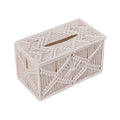Handmade Tissue Box Cover Rectangle Decorative Boho Tissue Holder Cotton Rope Woven Napkin Facial Paper Organizer Bohemian Desk Storage Container (Ivory)