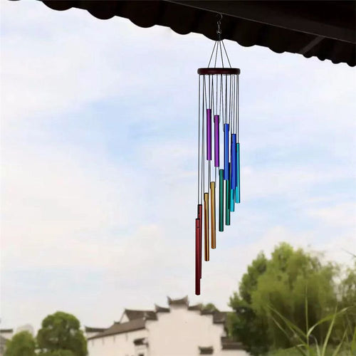 2 pack Outdoor Colorful Wind Chimes for Outside with 12 Aluminum Tubes for Garden Patio Balcony and Home Decor