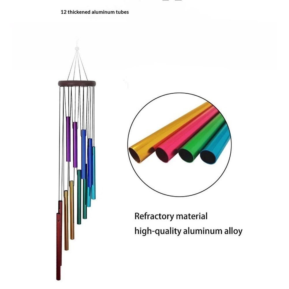 2 pack Outdoor Colorful Wind Chimes for Outside with 12 Aluminum Tubes for Garden Patio Balcony and Home Decor