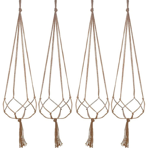 4 pack Hemp Rope Plant Hanger Hanging Planter 47.2 Inch for Plant Pot, Without Pot and Plant (Light Brown-Hemp)