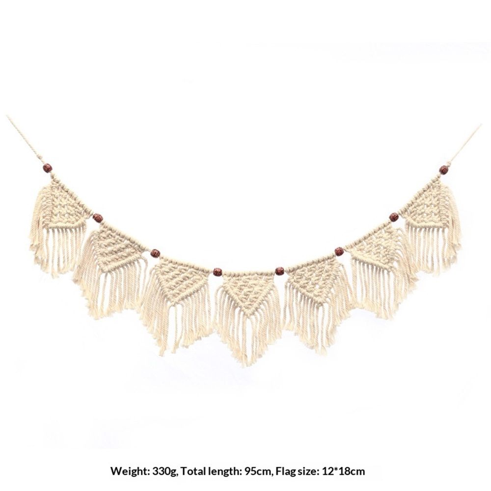 Wall Hanging Fringe Banner - Boho Chic Bohemian Decor - Apartment Dorm Living Room Bedroom Decorative Art, 7 Flags