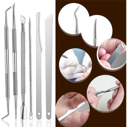 2 set Toenail Pedicure Tool Kit 7pcs Nail Manicure Kit Stainless Steel Nail Care Treatment for Nail Correction Polish Pain Relief true color 7 Piece Set
