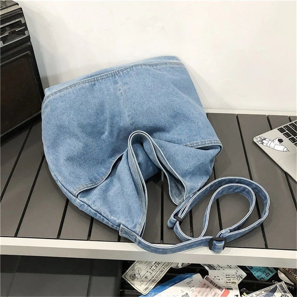 Denim Shoulder Bag Casual Tote Bag Large Handbag Jean Purse for Women,Casual Retro Aesthetic Crossbody Bag Handbag