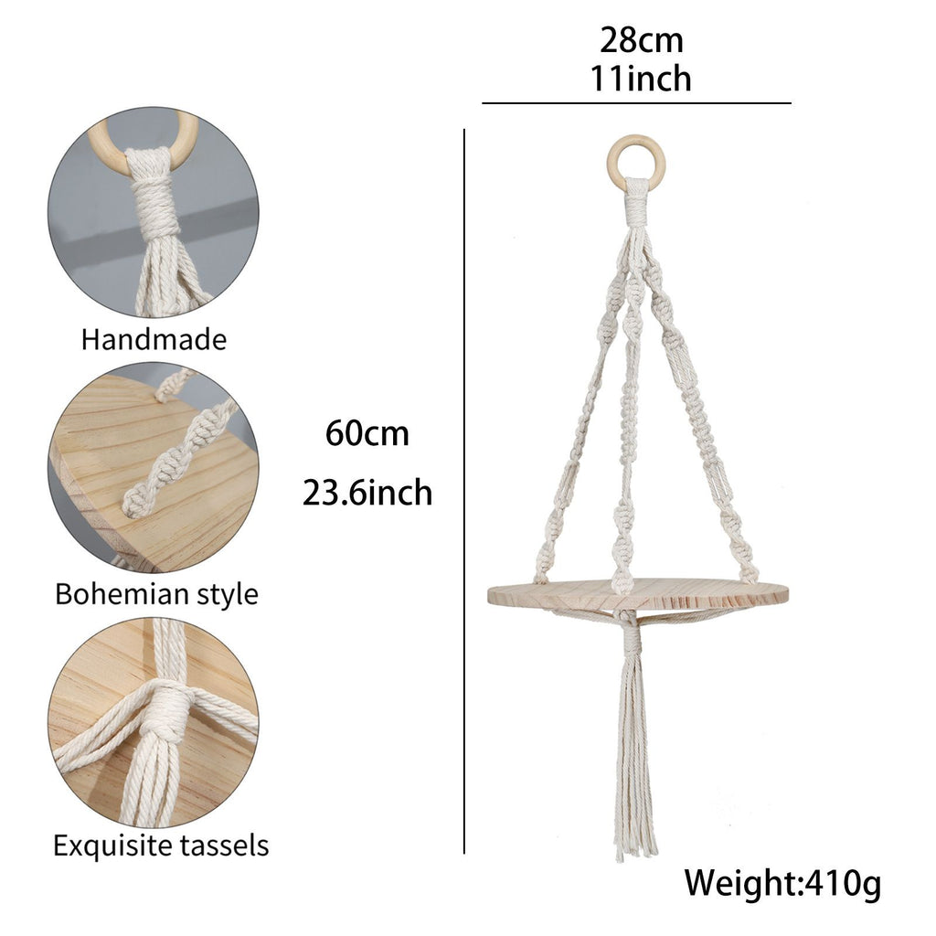 Hanging Shelf Plant Holder - Indoor Outdoor Hanging Planter Shelf Pot Holder for Morden Boho Home Decor