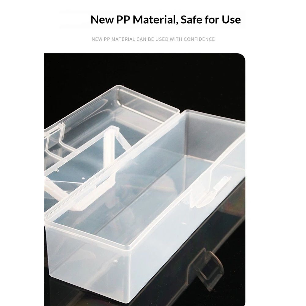 Plastic Storage Container with Lid, Clear Craft Tool Art Supply Sewing Organizer Box with Handle, Storage Bin for Paint Brush, Cards, Pencils, Crayon, Toys, Ribbons （30*9*8.7cm)