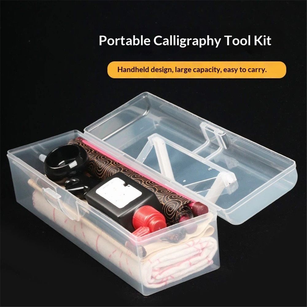 Plastic Storage Container with Lid, Clear Craft Tool Art Supply Sewing Organizer Box with Handle, Storage Bin for Paint Brush, Cards, Pencils, Crayon, Toys, Ribbons （30*9*8.7cm)