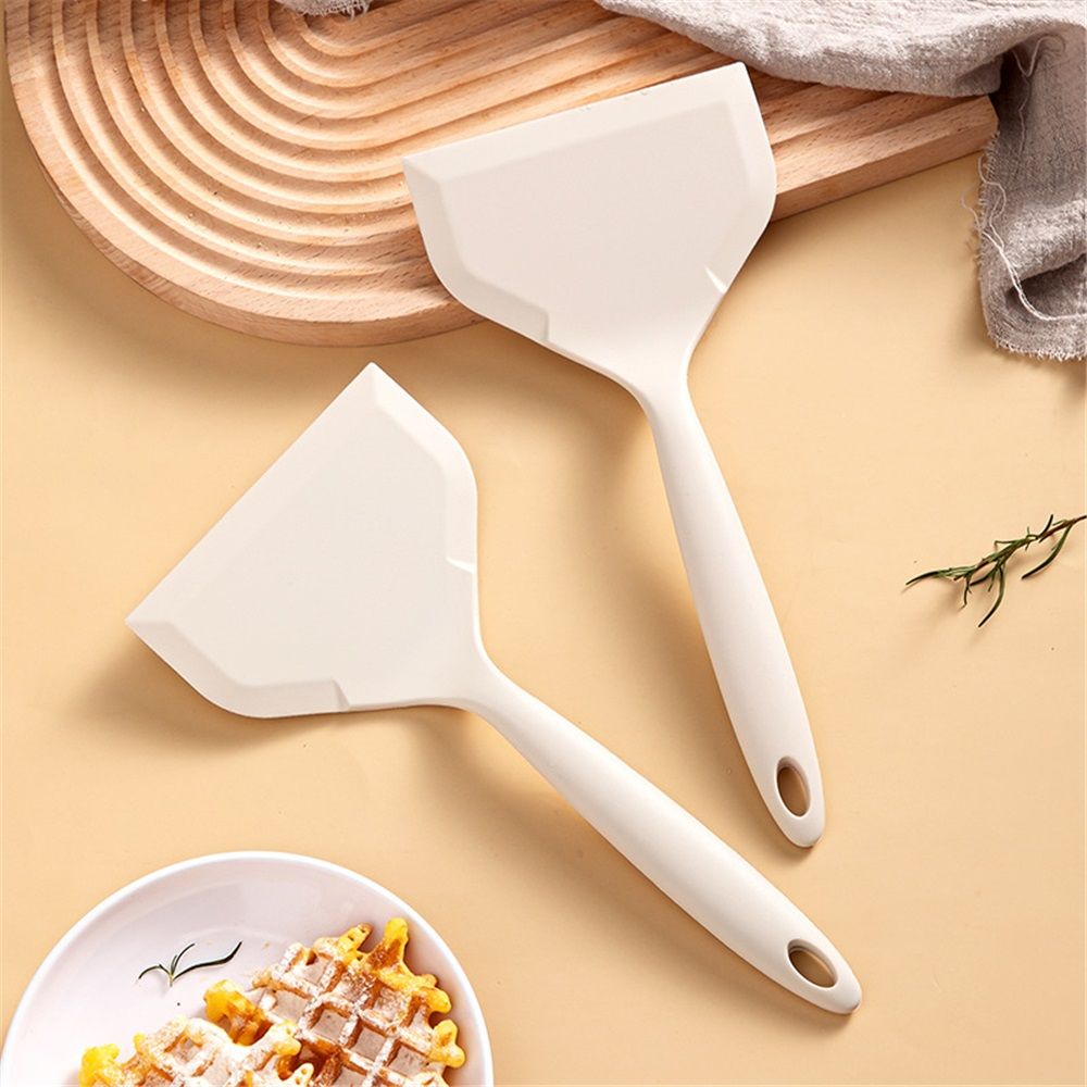 2 pack Spatula，Nonstick Pancake Shovel，Silicone Omelette Spatulas for Egg, Cookie, Omelette, Fish, Burgers (White)