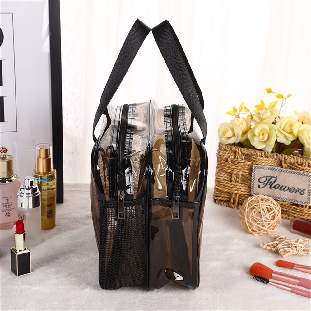 Clear Toiletry Bag for Women Men, Portable Large Travel Makeup Bag, Waterproof & Draining Transparent Cosmetic Bag