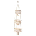 3 Tier Hanging Basket - Space Saving Hanging Fruit Basket for Kitchen or Decorative Boho Decor Hanging Plant Holder - Use for Produce Baskets, Indoor Planter Hangers, Beige