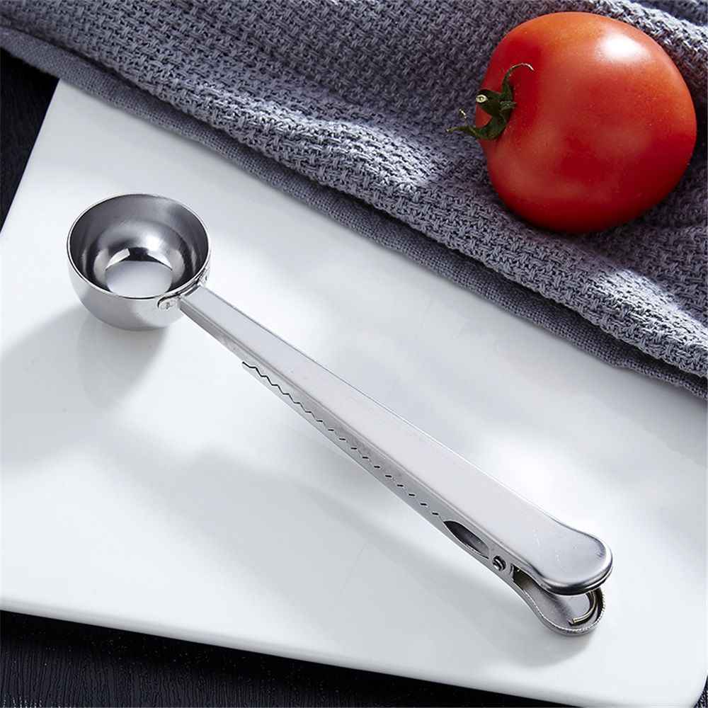 4 Pack of Coffee Scoops, stainless steel measuring scoop, with coffee bag clip, suitable for ground coffee, espresso beans, milk powder, protein powder