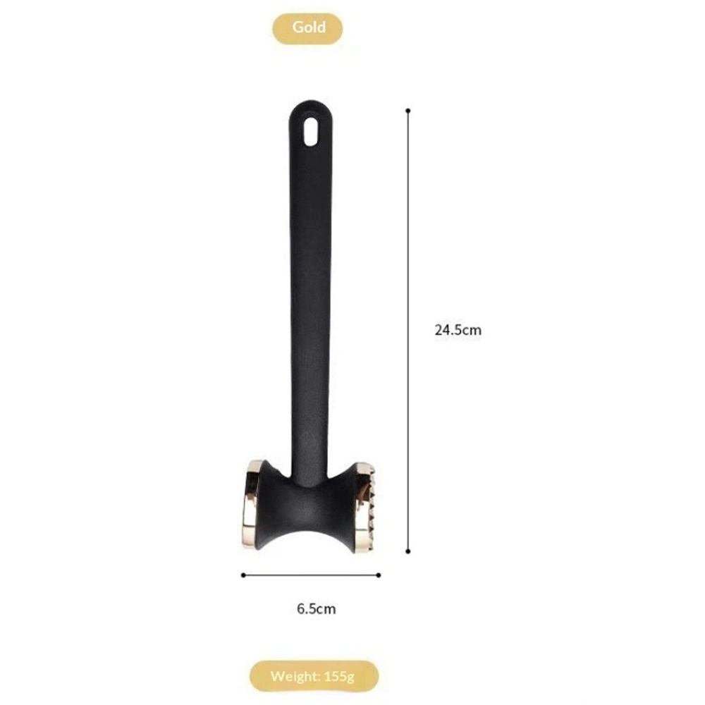2 pack Meat Tenderizer Tool, Double Side Meat Hammer Tenderizer With Comfort-Grip Handle Heavy Duty Manual Hammer Mallet Tool for Steak Chicken and Pork(Black+golden)