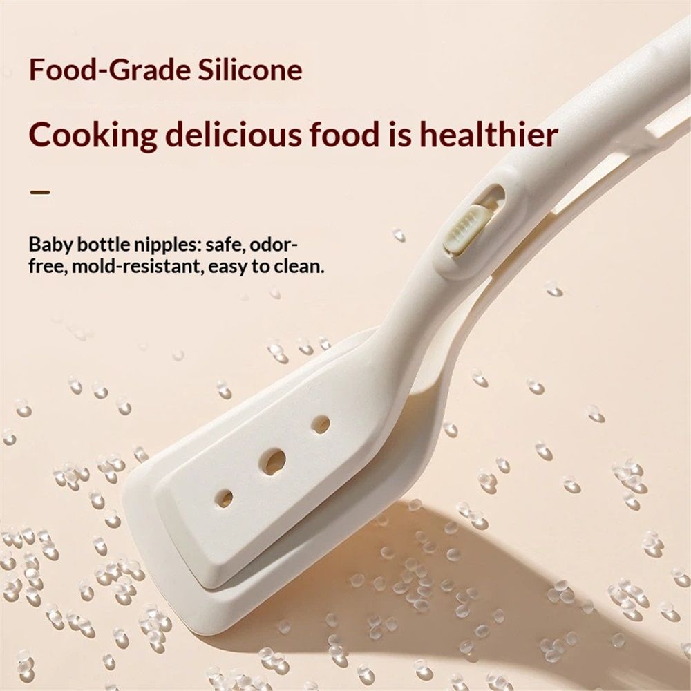 2-in-1 Silicone Spatula Tongs - Heat-Resistant Food Turner & Tongs for Flipping Fish, Steak, Pancakes - Non-Scratch, BPA-Free (White)