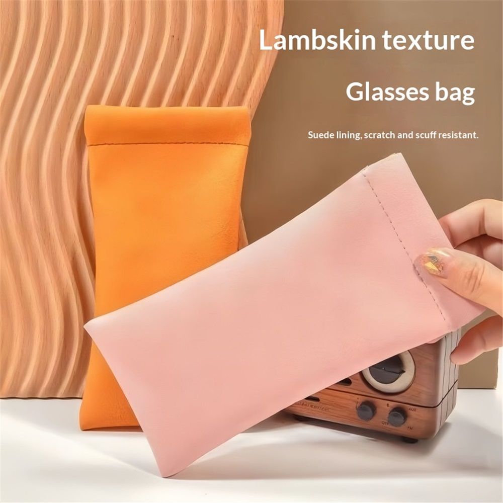 2 Pack Squeeze Top Sunglass Pouch - Portable Sunglass Organizer Pouch Bags Soft PU Leather Glasses for Women Men, Glasses Cases Soft, Portable Leather Sunglasses Bag