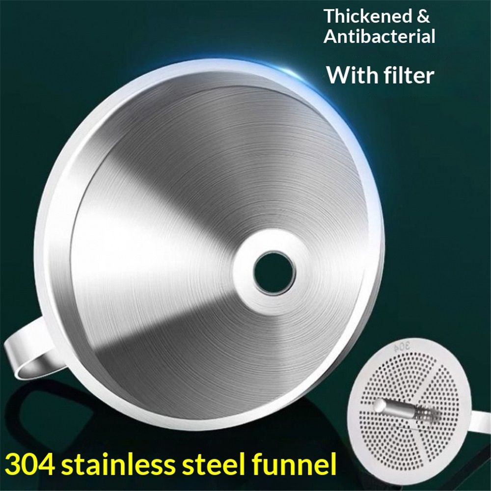 304 Stainless Steel Kitchen Funnel with Filter Strainer Wine Funnel Filter Transferring Liquid,Dry Powder Ingredients