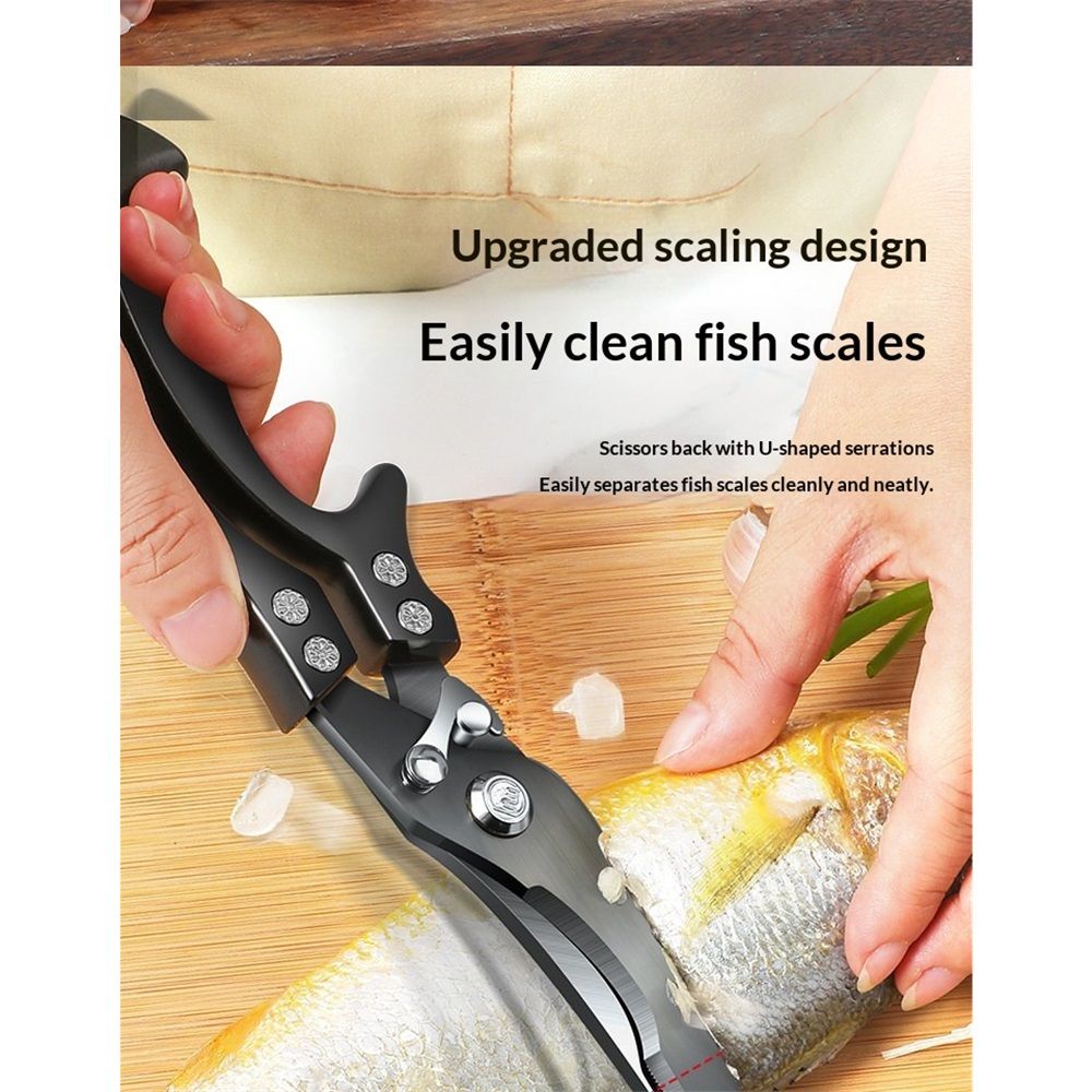 Poultry Shears, Heavy Duty Kitchen Shears with Serrated Edge, No Rust Spring Loaded, Multipurpose Stainless Steel Kitchen Scissors for Chicken, Bone, Meat, Turkey, Fish Thanksgiving Gifts