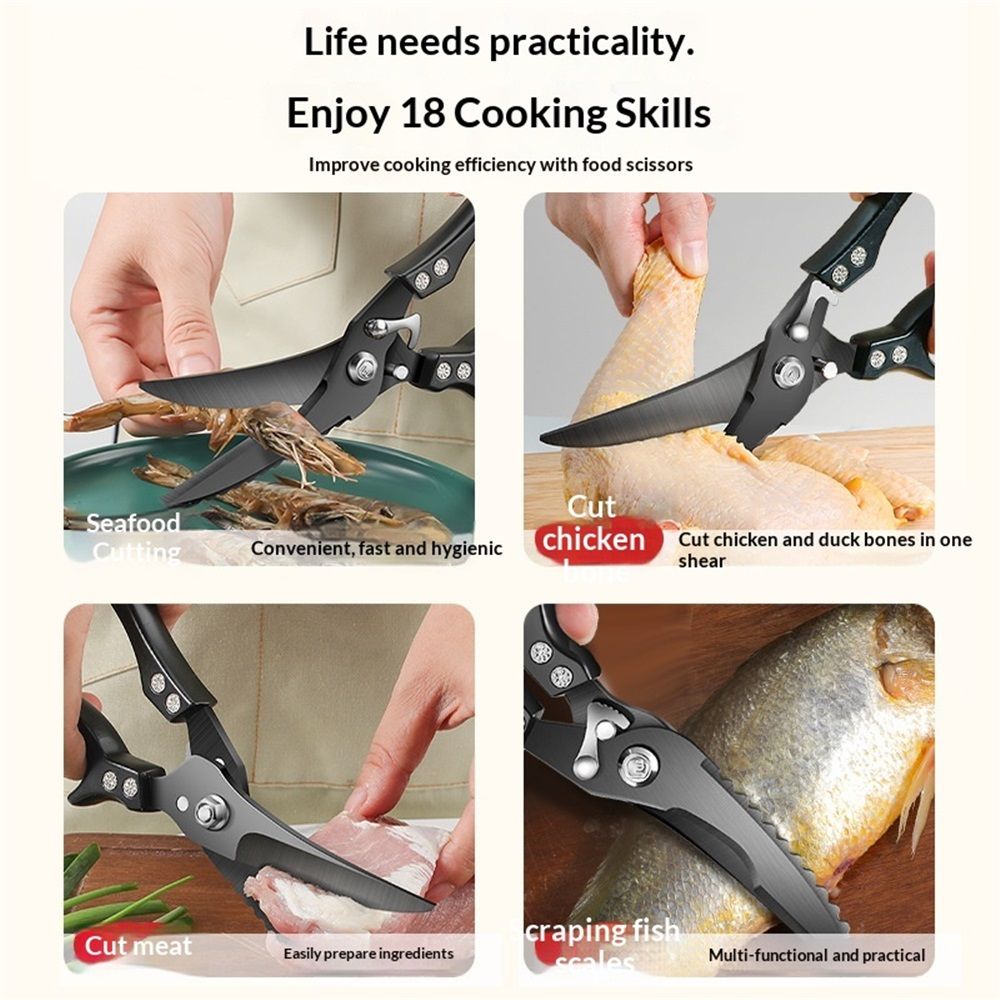 Poultry Shears, Heavy Duty Kitchen Shears with Serrated Edge, No Rust Spring Loaded, Multipurpose Stainless Steel Kitchen Scissors for Chicken, Bone, Meat, Turkey, Fish Thanksgiving Gifts
