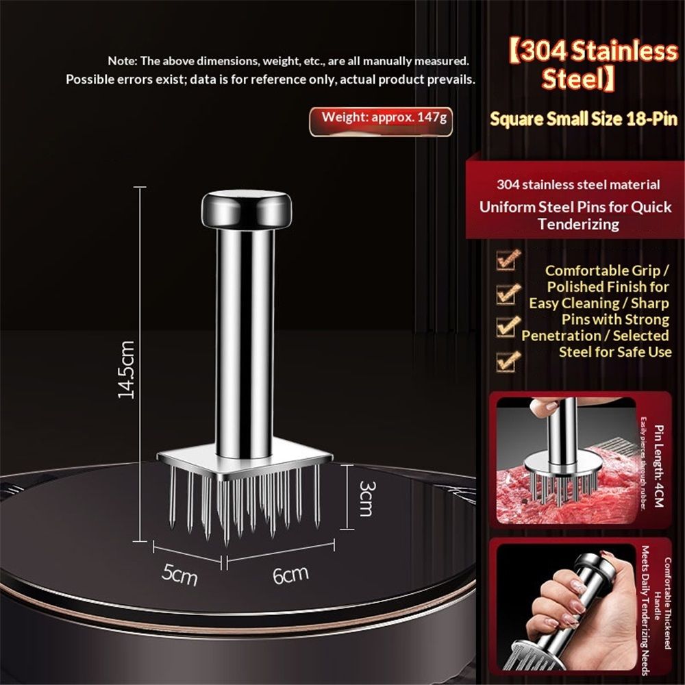 Stainless Steel Meat Tenderizers with 18 Sharp Needles, Solid Meat Tenderizer Tool One-Piece Design, Heavy Duty Chicken Tenderizer for Tenderizing Steak, Beef, Pork, Dishwasher Safe