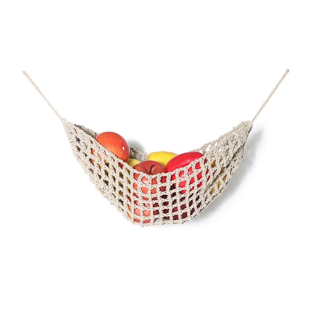 Hanging Fruit Hammock Under Cabinet - Cotton Basket Storage for Produce, Banana - Boho Kitchen Decor for More Counter Space at Home Boat Camper RV（only bag）