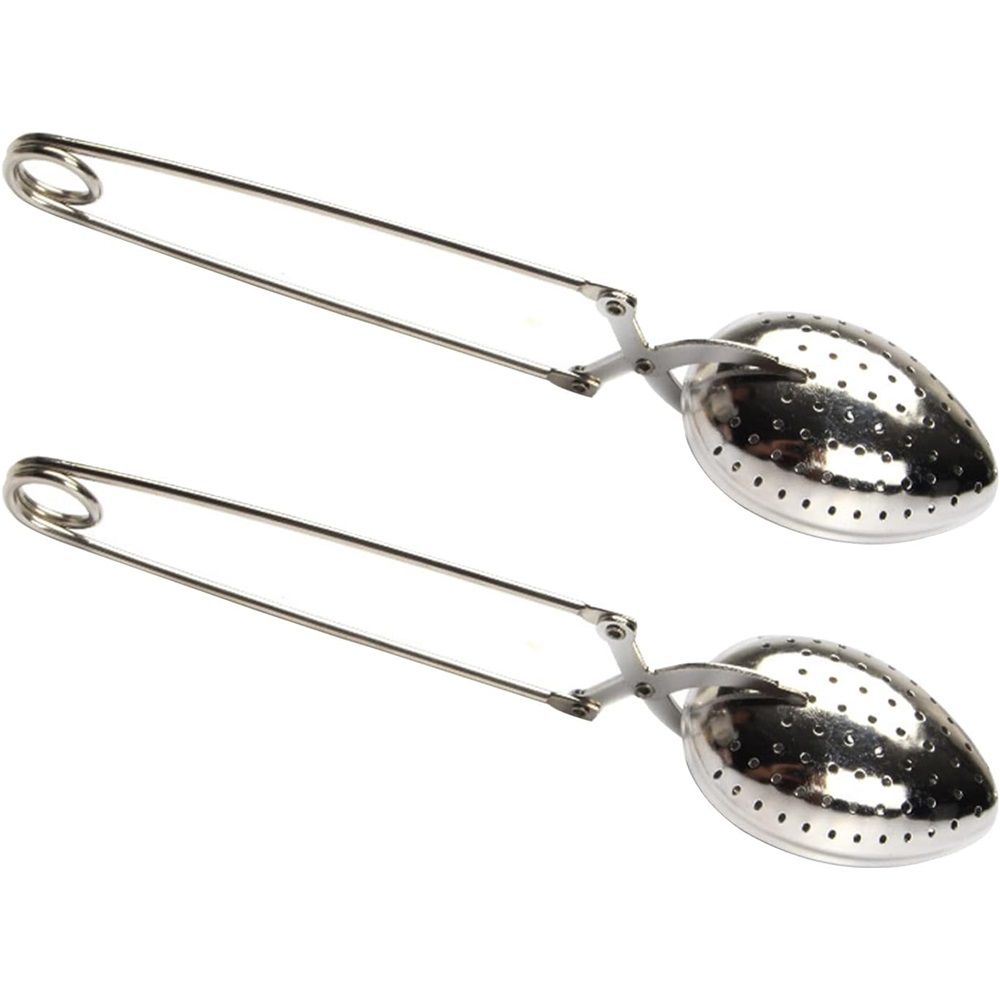 2 Pcs Brewing Spoons Hand Clip Design Tea Strainers Encrypted Filter Holes Tea Filter Tong for Loose Leaf Tea and Mulling Spices