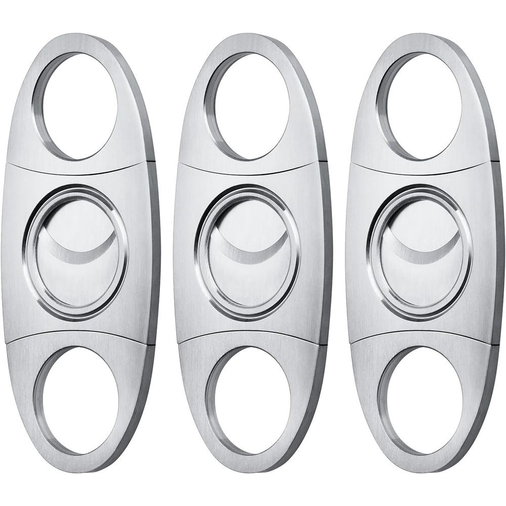 Cigar Cutter Set (6 Pack), Guillotine Double Blade, Cigar Accessories for Men, Stainless Steel Smoking Accessories Tool, Portable Sharp Clean Cut - Silver